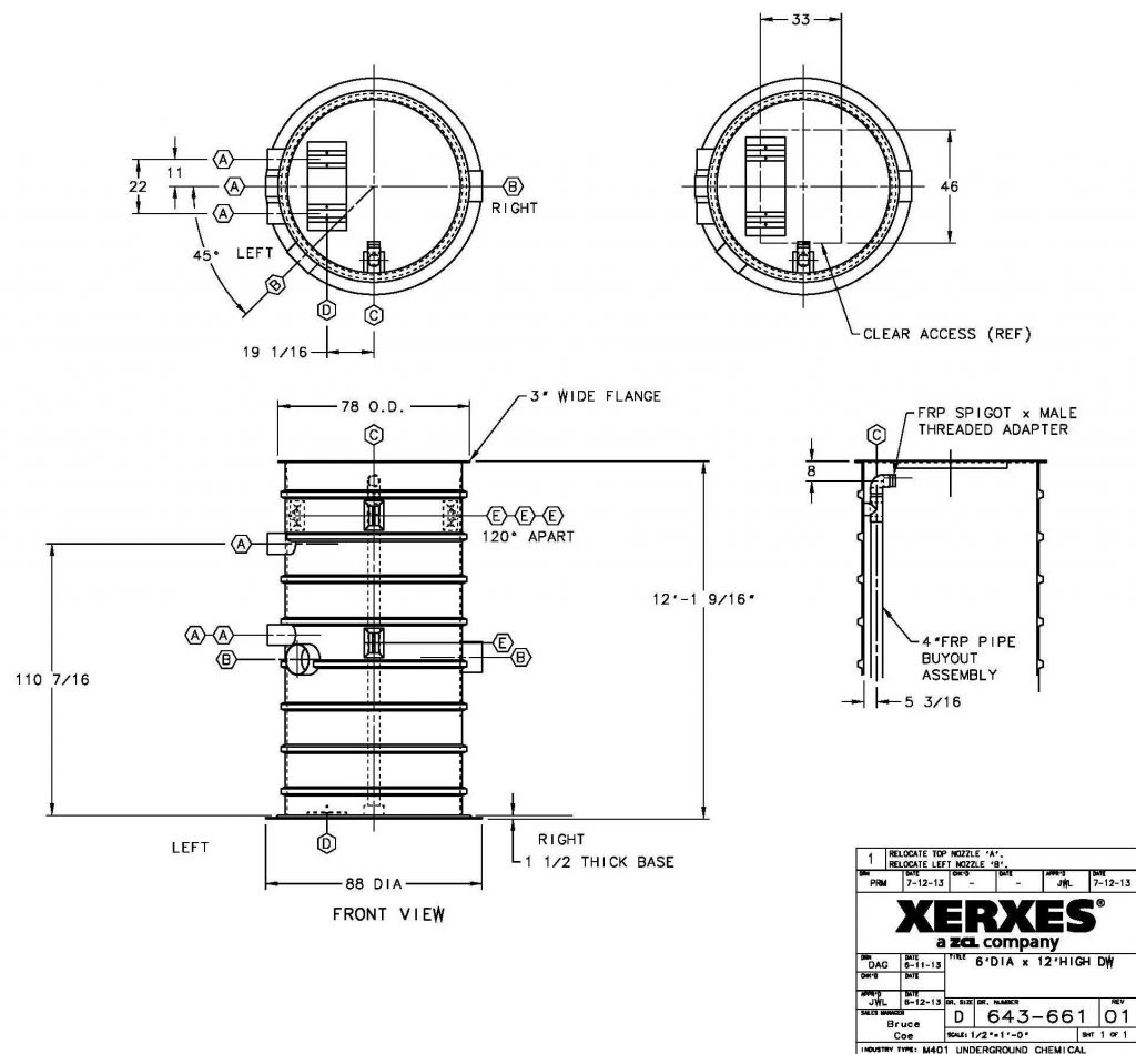 Drawing of a Double Wall Sump by Romtec Utilities