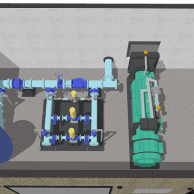 water-pressure-booster-pump-station-on-skid-in-control-building water-pressure-booster-pump-station-on-skid-in-control-building
