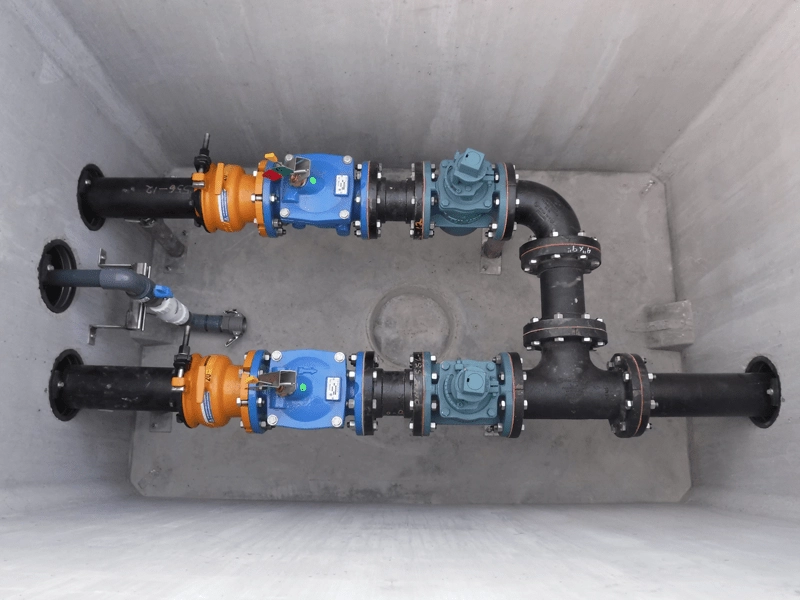 Valve Assembly in a Protected Valve Vault Underground
