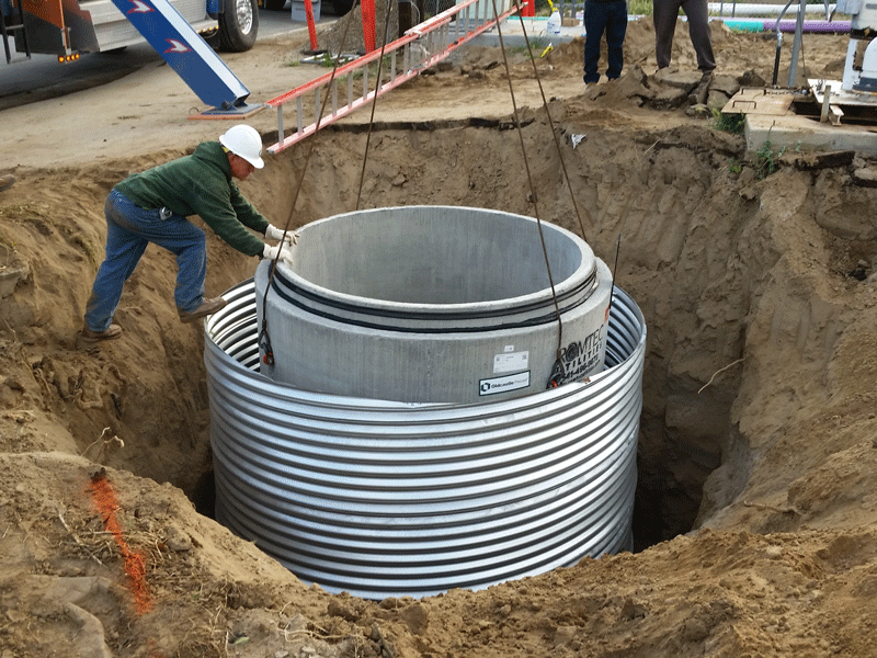 Wastewater Lift Station Installation of Wet Well in Excavated Pit