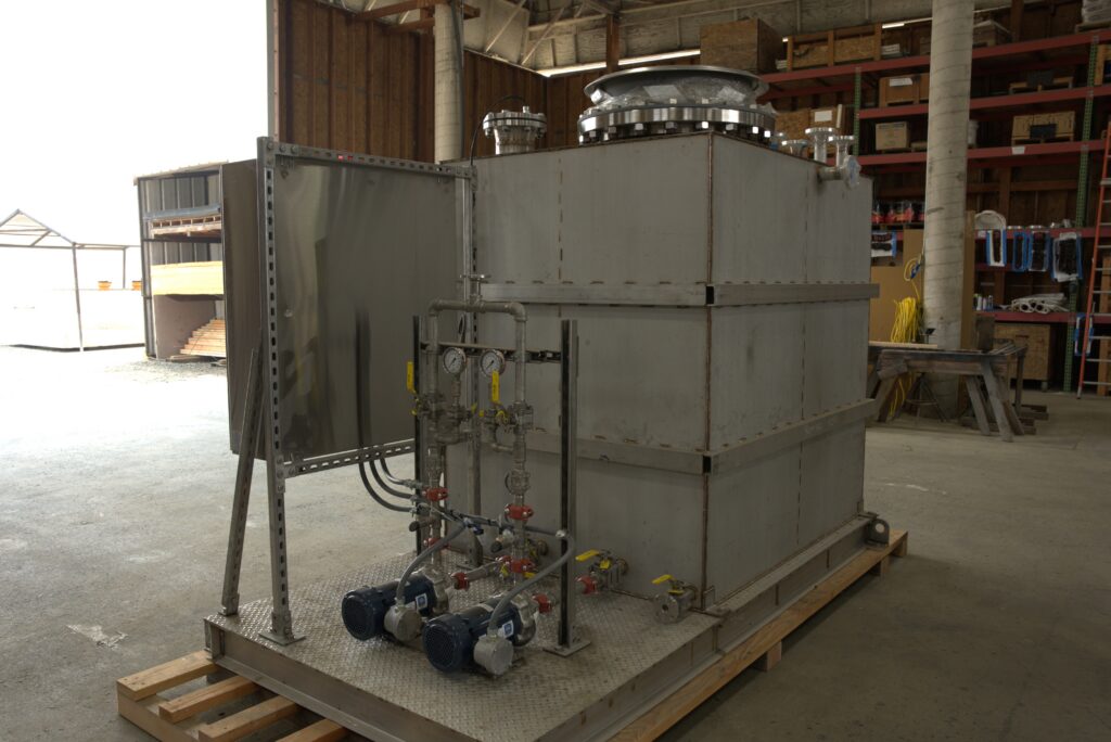 A condensate skid pump is preassembled by Romtec Utilities so it can be easily installed at the site.