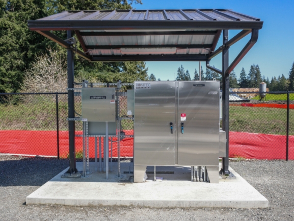 Control panel for wastewater pumping station in Kitsap County, Washington