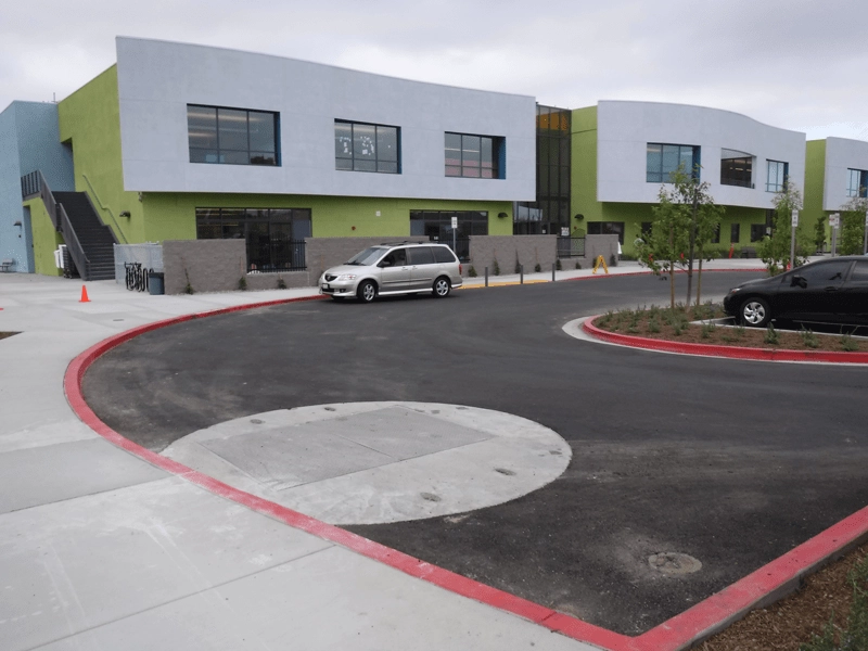 School with Stormwater Pump Station in Parking Lot