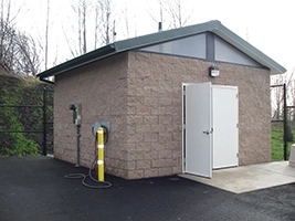 Concrete Block Exterior on Control Building