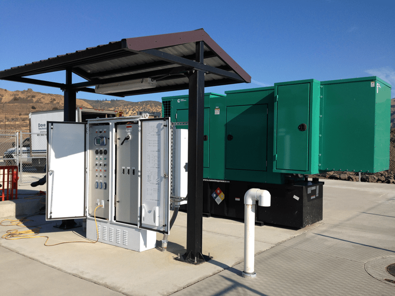 Two Post Steel Shelter with Painted White Control Panel Enclosure