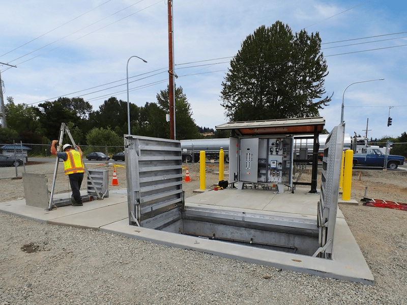 Lift Station with Control Panel Under Two Post Shelter