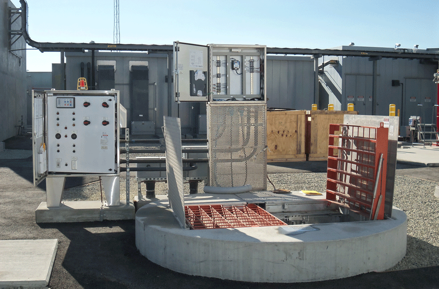 An Industrial Pump Station Top Slab, Hatch, and Control Panel