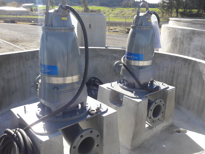 Flygt Pumps in Wet Well Base with Mounts