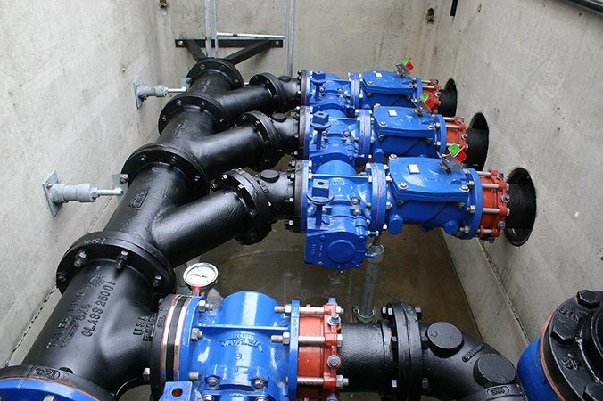 triplex valve vault in a Romtec Utilities lift station