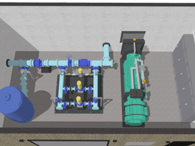 water-pressure-booster-pump-station-on-skid-in-control-building water-pressure-booster-pump-station-on-skid-in-control-building