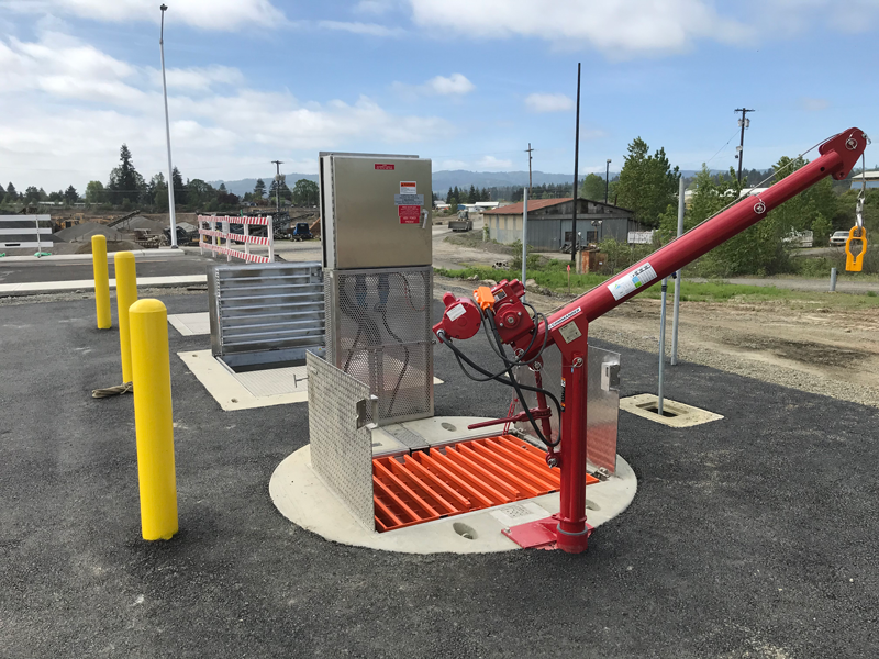 Wastewater Lift Station with Permanent Crane Installed