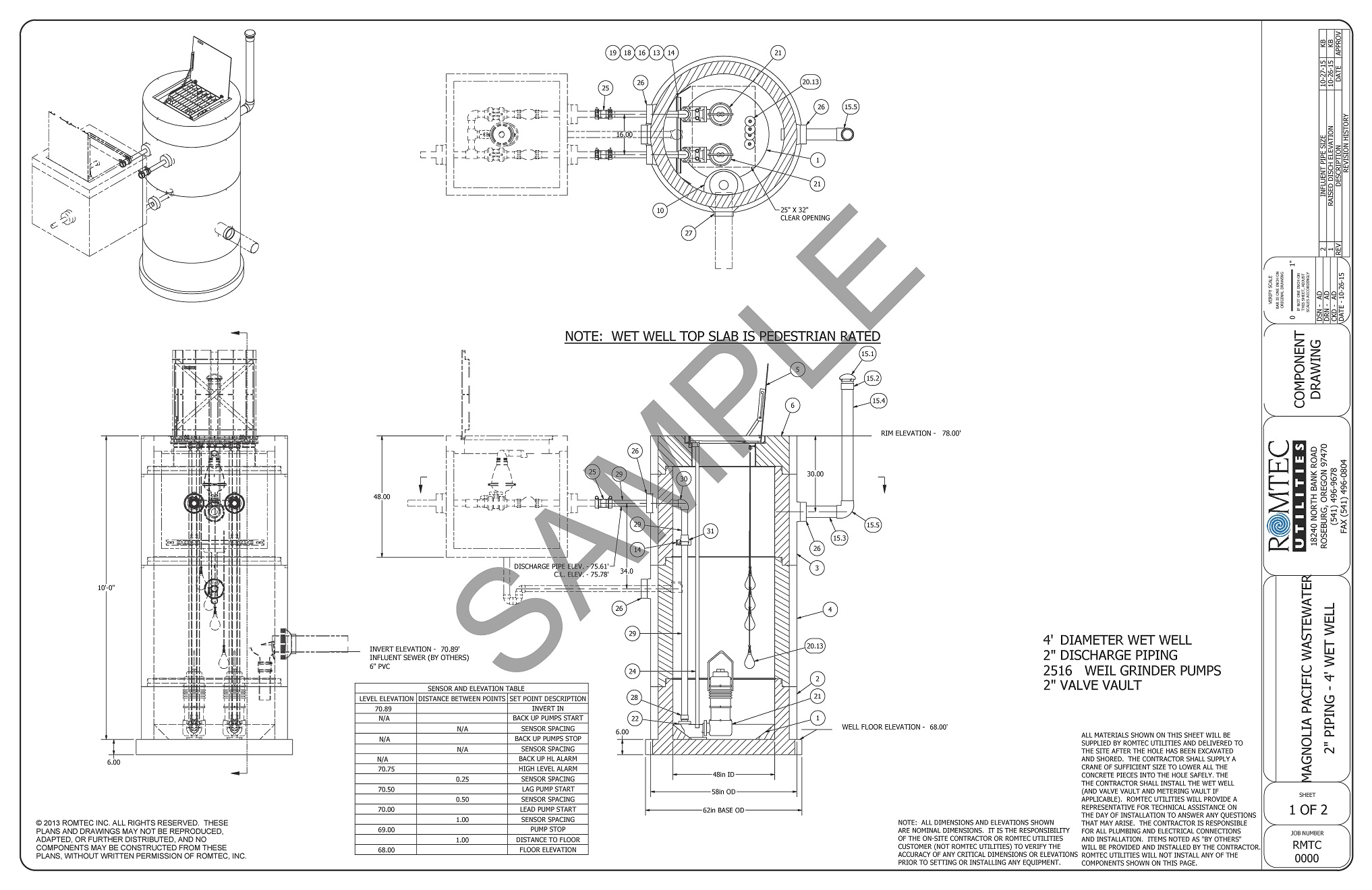 Component Drawing for Wastewater Lift Station