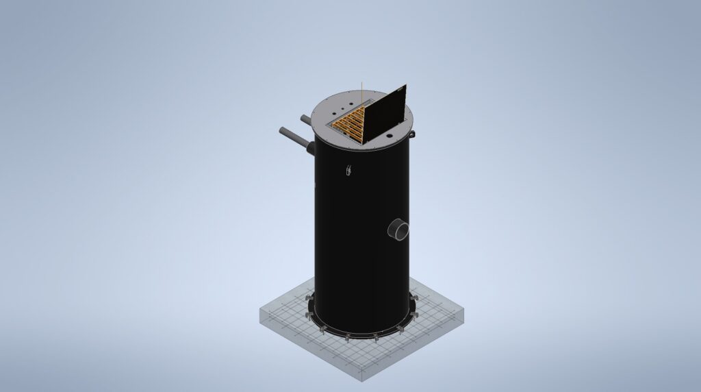 HDPE wet well A drawing of an HDPE wet well as part of a packaged pump system by Romtec Utilities