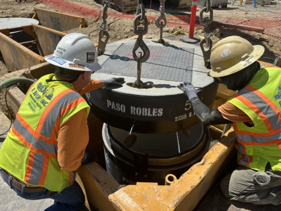 Installation of wastewater lift station at Paso Robles High School in California.