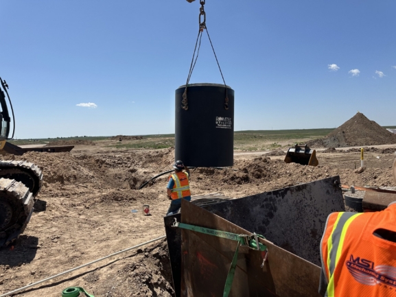 Installation of the wastewater lift station at the air force base in Wyoming.