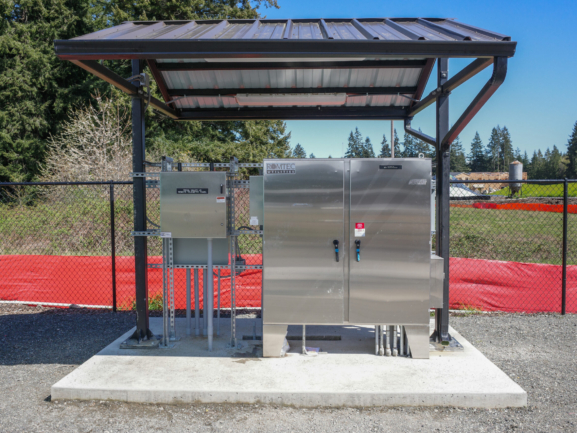 Control panel for wastewater pumping station in Kitsap County, Washington