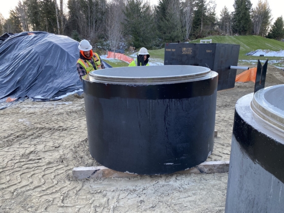 Installation of the Bridge View wastewater pump station in Port Orchard, Washington
