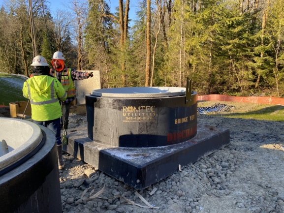 Installation of the Bridge View wastewater pump station in Port Orchard, Washington