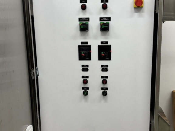 Control panel for the Cleveland Street municipal wastewater lift station in Cottage Grove, Oregon.