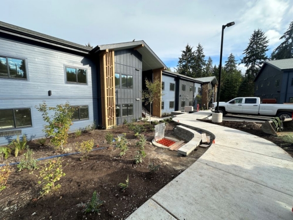 The hatch open on the wet well for the apartment wastewater lift station of the Creekside Village apartments in Vashon Island, Washington.