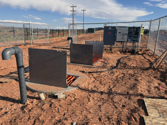 A housing development wastewater pump station in Cameron, Arizona